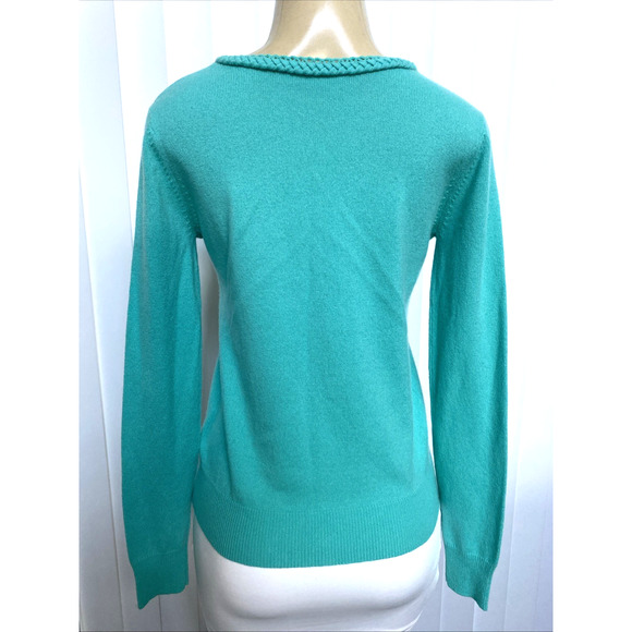 Roberta Scarpa Cashmere Knit Sweater Long Sleeve V Neck Aqua Blue Turquoise 10 M - Picture 3 of 7